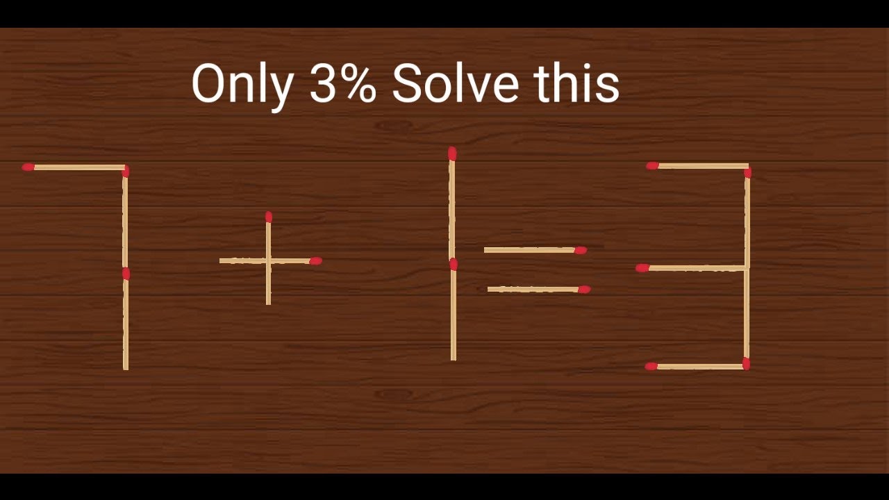 Turn the wrong equation 7+1=3 into correct, matchstick puzzle #puzzle #riddles with matches