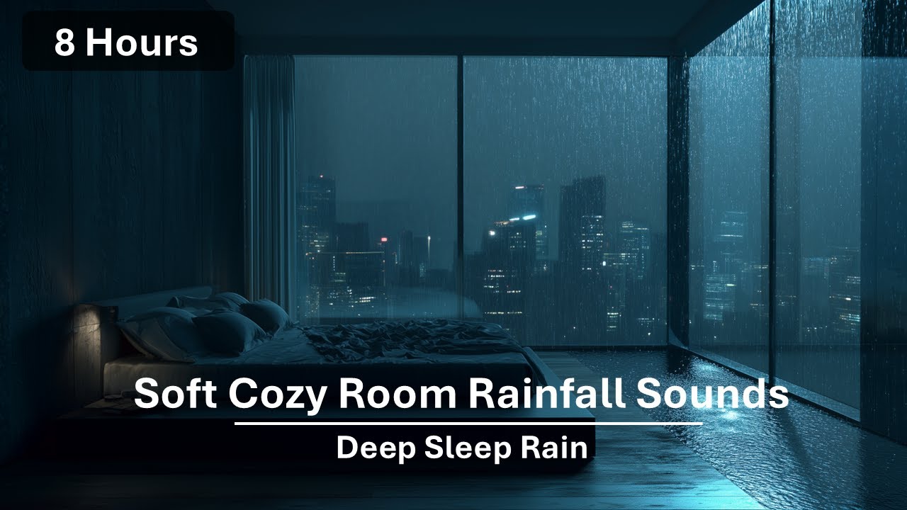 8 Hours of Soft Cozy Room Rainfall Sounds for Deep Sleep