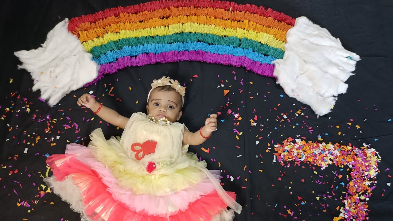 Rainbow 🌈 theme baby photoshoot|| DIY ideas at home||7 months baby photoshoot ideas