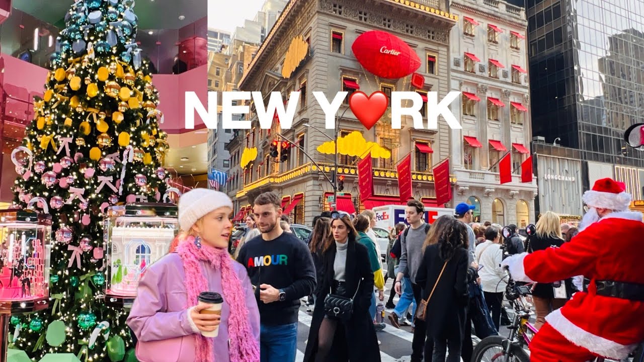 [4K]🇺🇸NYC Christmas🎄Times Square, 5th & 6th Ave, Swarovski Holiday Shop & Rockefeller Tree 2023
