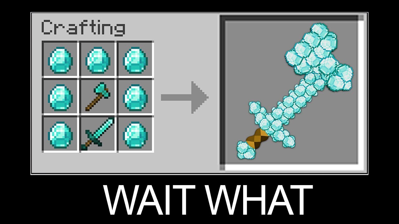 Minecraft wait what meme part 11 (Crafting Mega Axe Sword)
