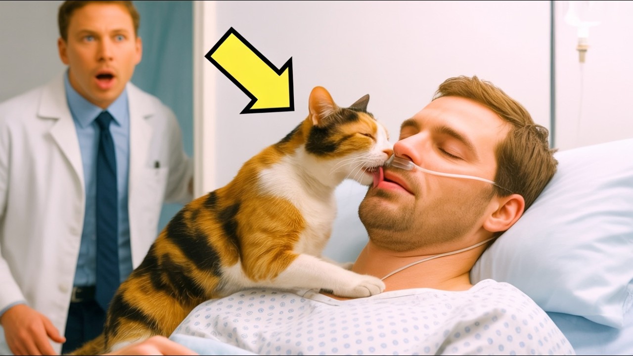 CHAT ABANDONNÉ LÈCHE LE VISAGE D'UN HOMME RICHE EN COMA… ET L'INCROYABLE ARRIVE