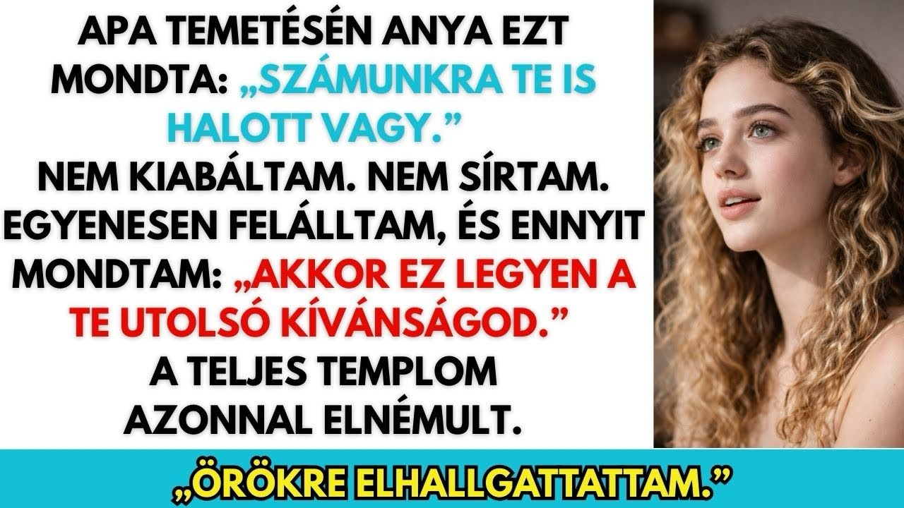 Apa temetésén anya ezt mondta: „Számunkra te is halott vagy.” A válaszom mindent lezárt.