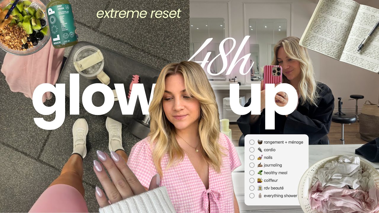 LIFE RESET🧖‍♀️ 48h pour glow up (appart, coiffeur, ongles, organisation, drainage..)🧺👟🌱