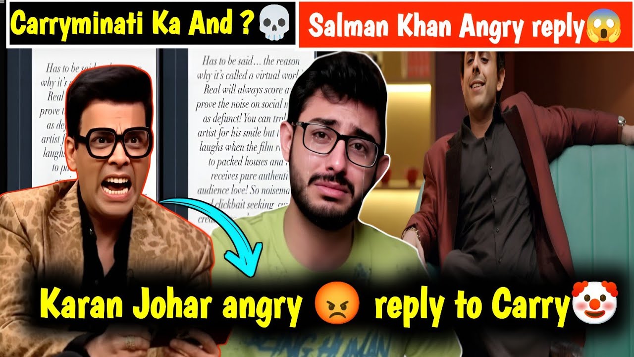 Karan Johar Angry 😡 Reply To CarryMinati Roasting 🤡 !KOFFEE WITH KARAN:☕🔥! @CarryMinati   #viral