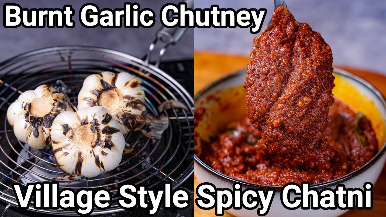 Burnt & Roasted Garlic Chutney Recipe - Village Style | Lehsun Ki Chatni Pickle for Idli Dosa & Rice
