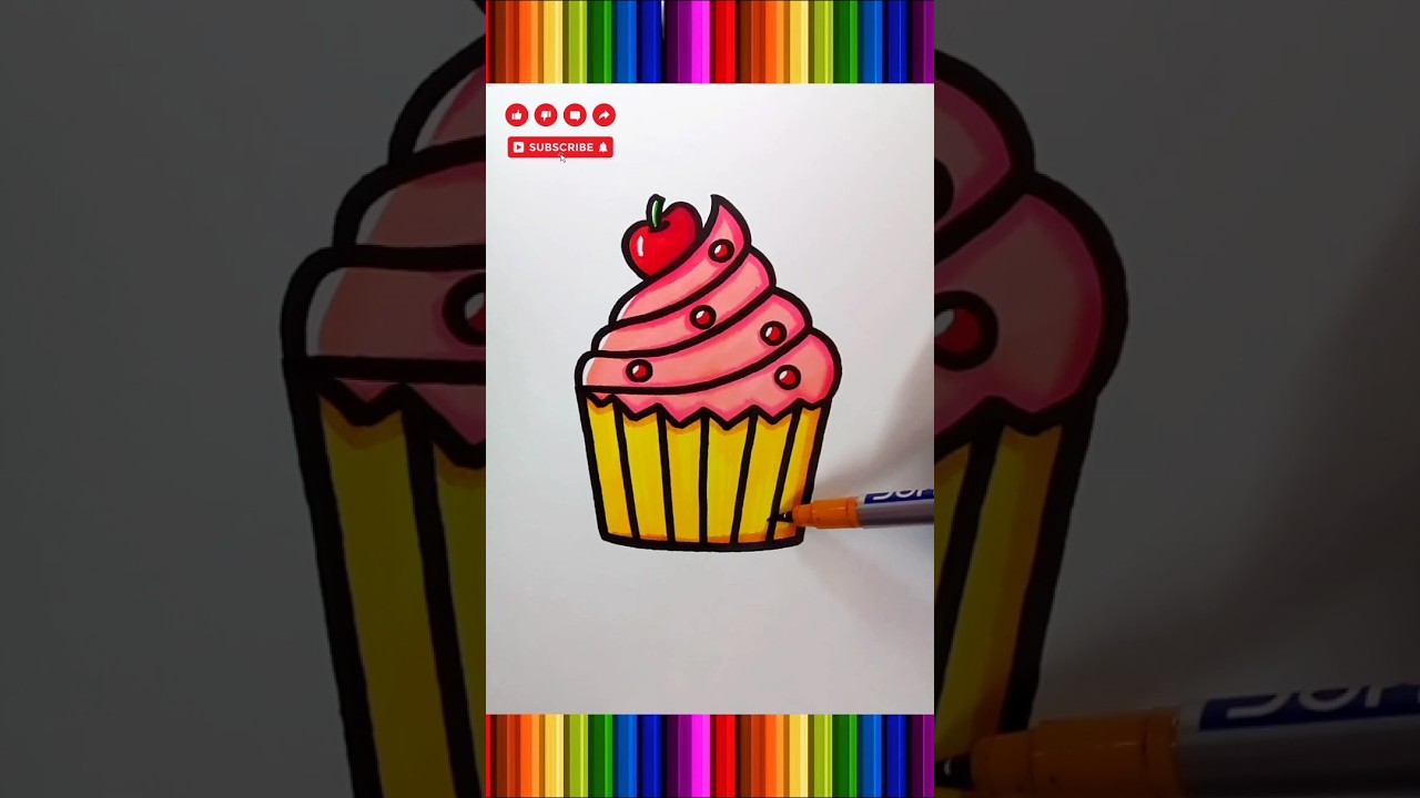 how to coloring a cupcake #drawing #coloring #cupcake #shorts