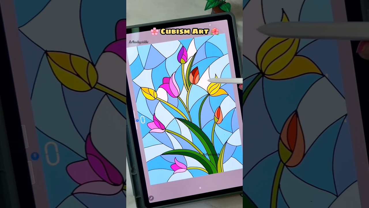 Digital Cubism Art🪷💫🌈🍁 #artboxbysiddhi #cubismart #digitalart #flower #trending #ytshorts