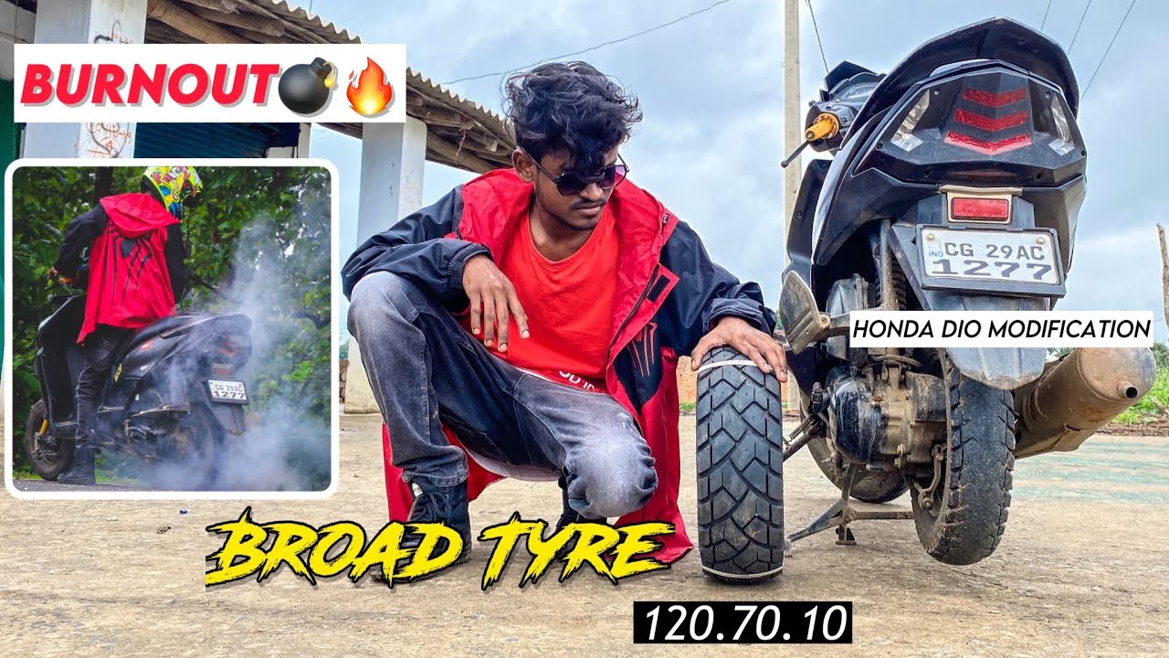 BURNOUT💣🔥l Broad Tyre Install In Honda Dio Scooty l RALCO Tyre 120.70.10 l Honda Dio Modification