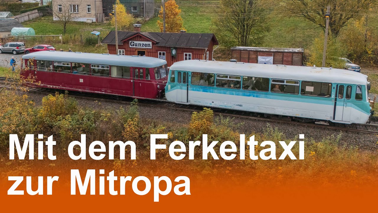Mitropa Haltepunkt Gunzen im Vogtland bekommt Besuch vom Ferkeltaxi.