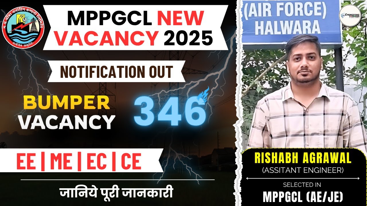 🔥MPPGCL AE/JE NEW Recruitment | Posts - 346 | All Branches Eligible #mp #mppgcl #rishabhsir