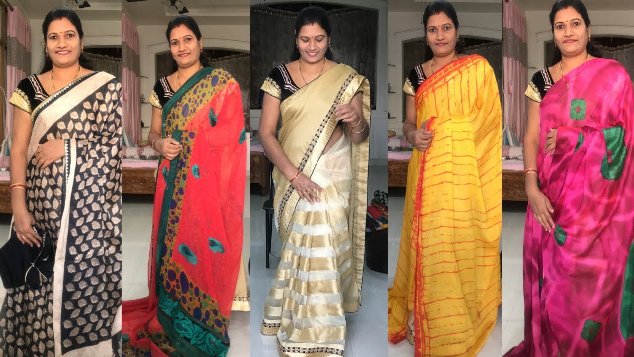My Daily  Wear Sarees Collection With Blouses || Telugu Vlogs
