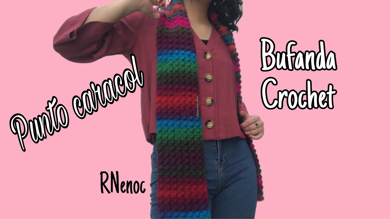 😍  COMO TEJER BUFANDA punto Caracol Paso a Paso Ganchillo, Crochet SCARF SNAIL STITCH DIY Tutorial😍
