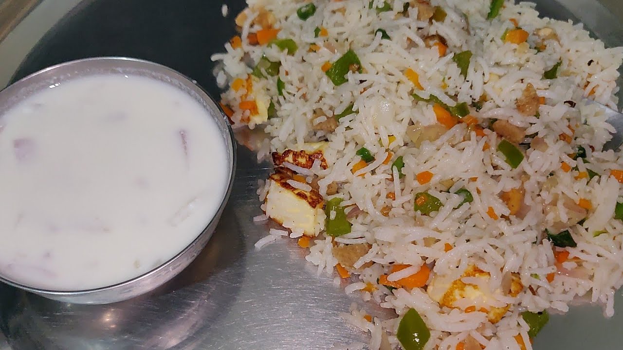 veg fried rice without any sauce - paneer soya chunks fried rice without sauce-vegetable fried rice