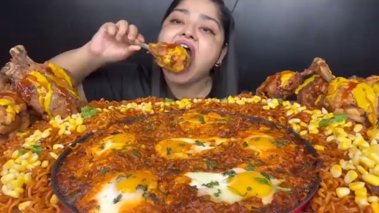 Trending Egg & Chicken Mukbang🤤🔥 | Full Enjoyment | #delicious #maddyeats