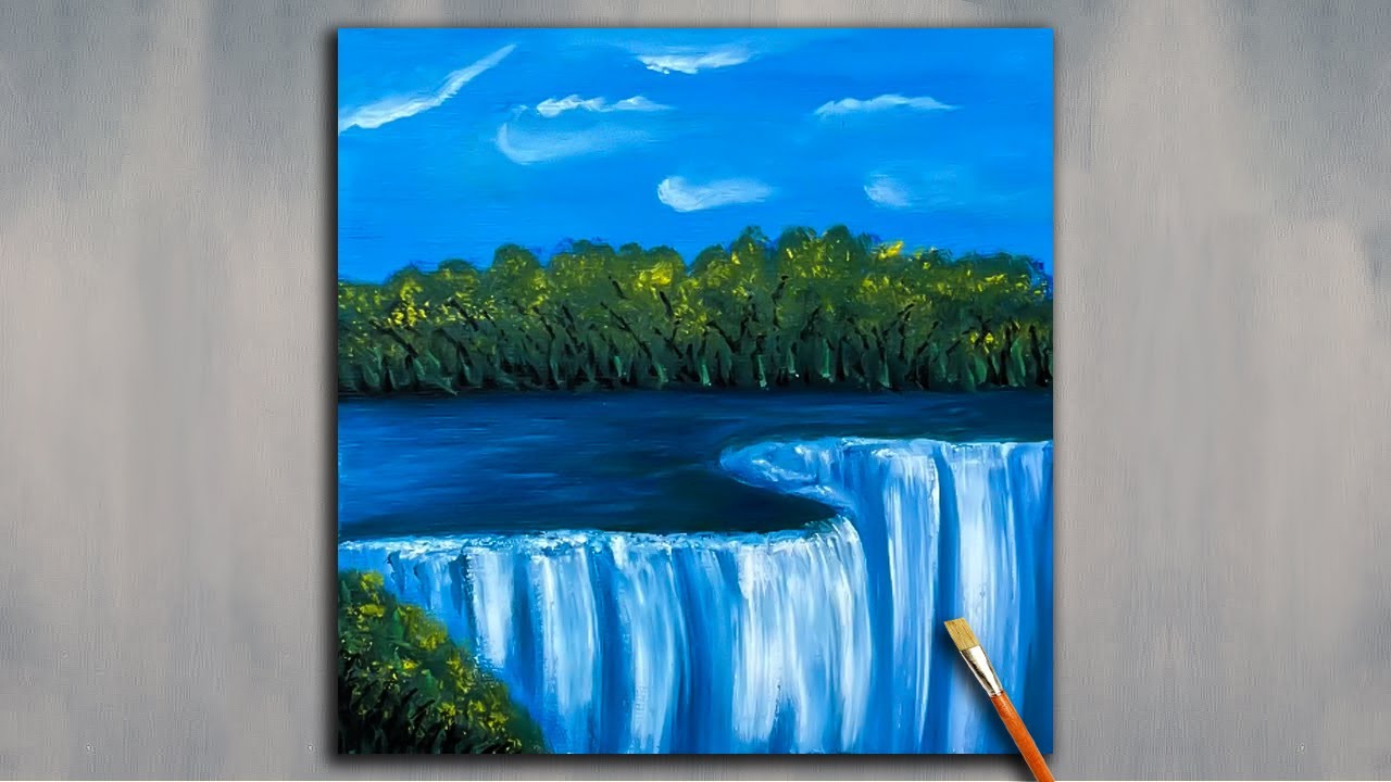 Learn to Paint Niagara Falls in Simple Steps | Easy Waterfall Tutorial for Beginners