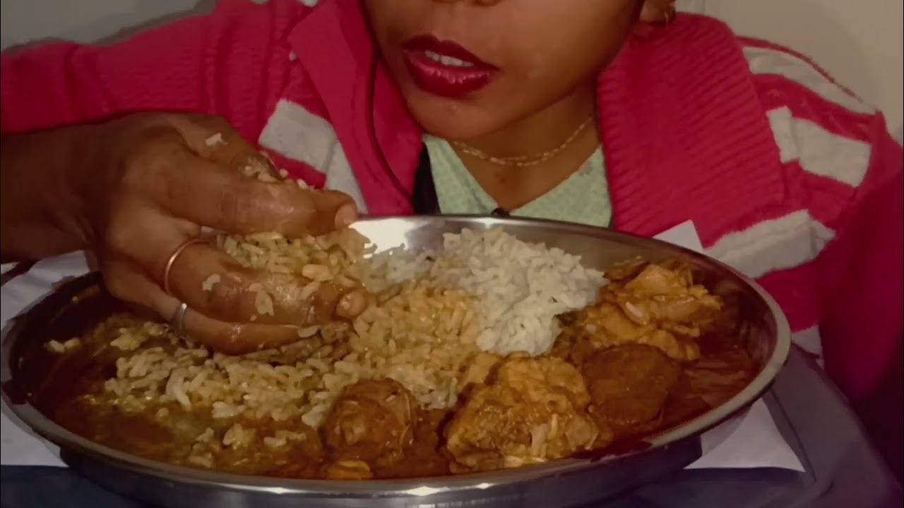Rice and chicken kosha eating 🥰