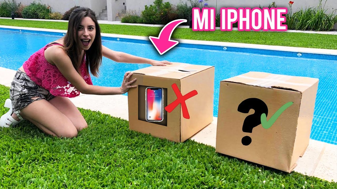 NO EMPUJES LA CAJA INCORRECTA A LA PISCINA | ¡TIRO MI IPHONE! | Lyna Vlogs