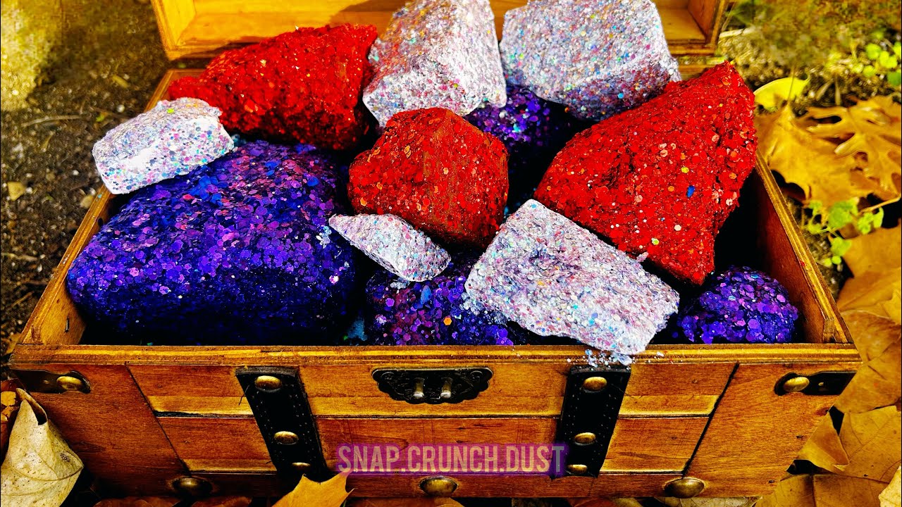 Crushing Treasures ✨ Glitter Pasted Beauties | Oddly Satisfying | ASMR | Anxiety Relief 