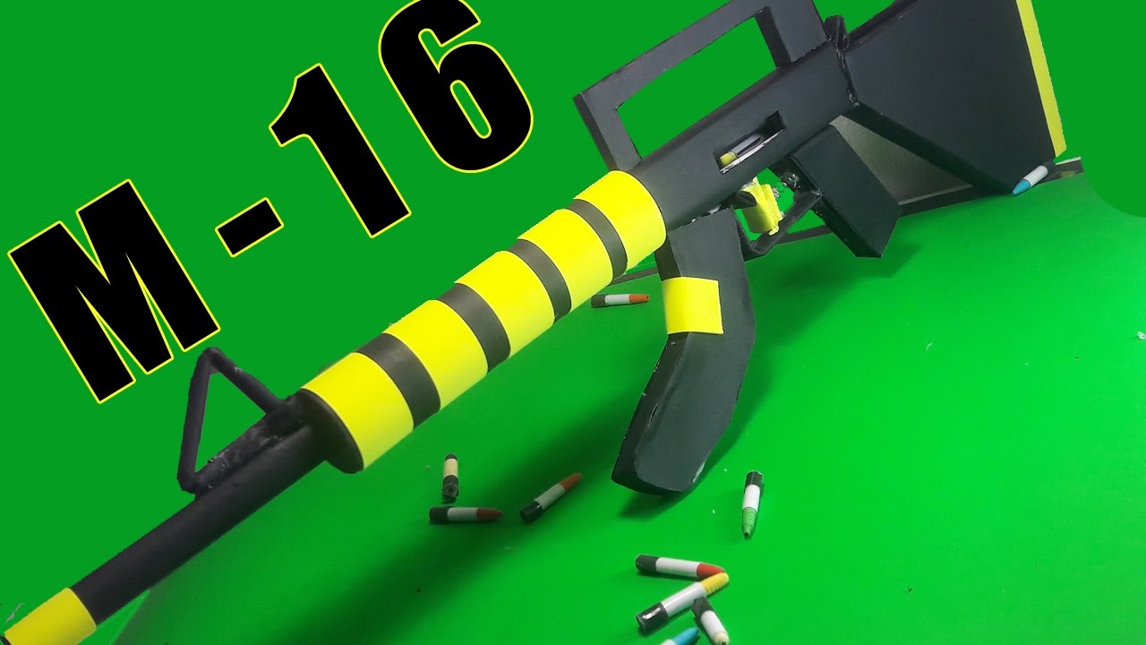 |DIY| How To Make a Paper M 16 That Shoots- Toy Weapons