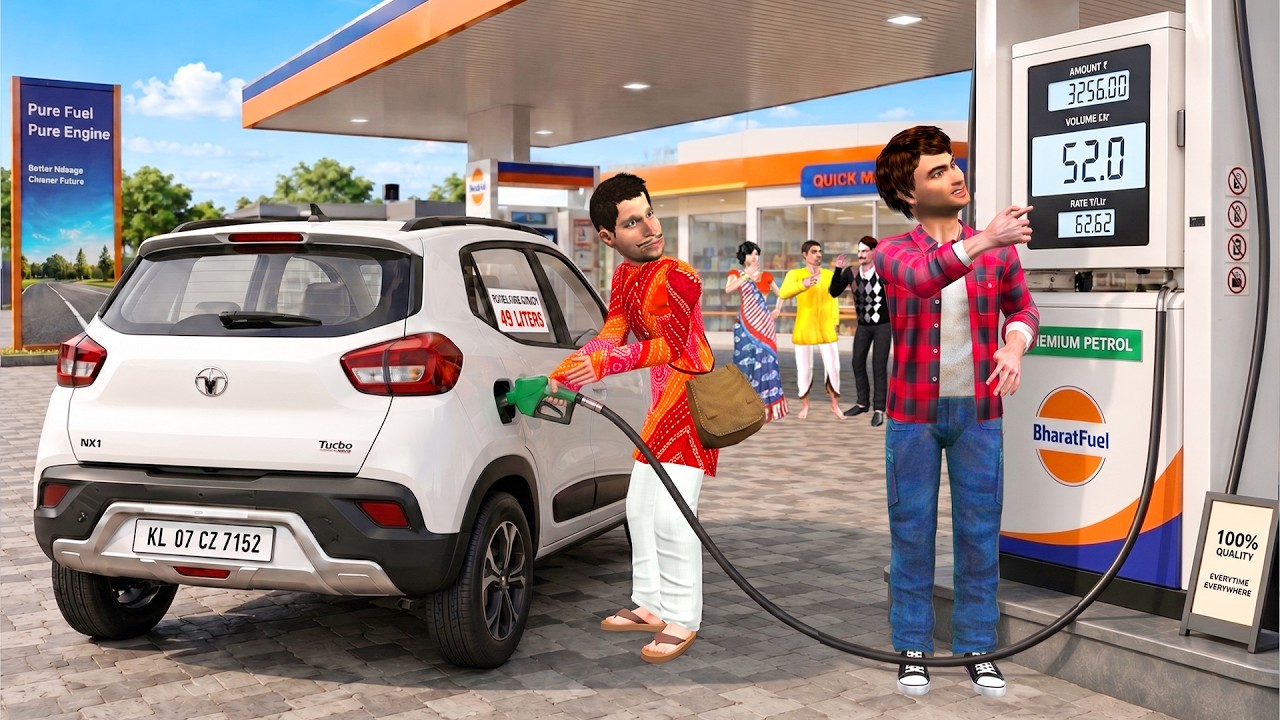52 Litres in a 45L Tank Petrol Pump | Comedy Hindi Kahani Funny Hindi Kahaniya