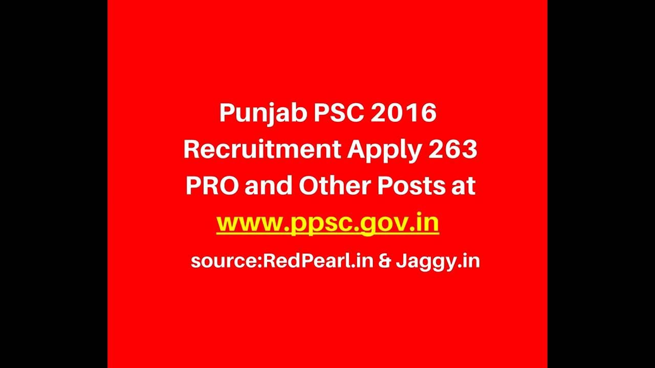 Punjab PSC 2016 Recruitment  | 263 PRO and Other Posts | RedPearl