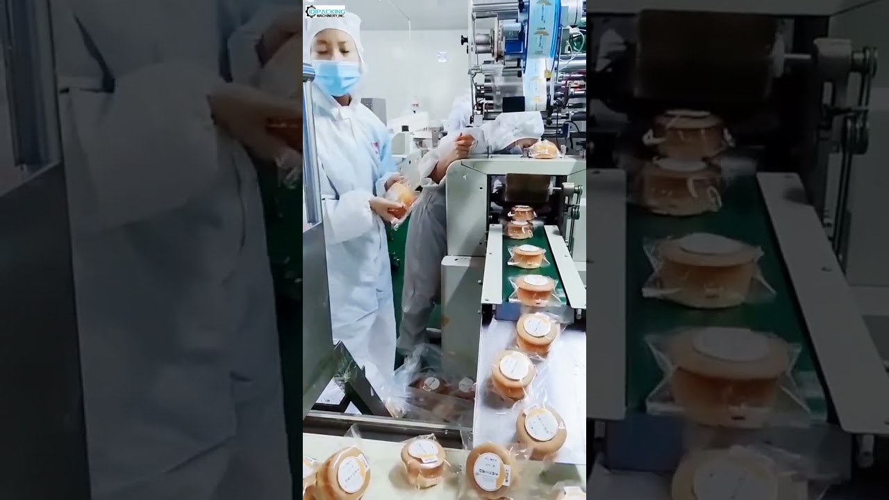 High speed food grade cake pillow bag flow packaging machine running video