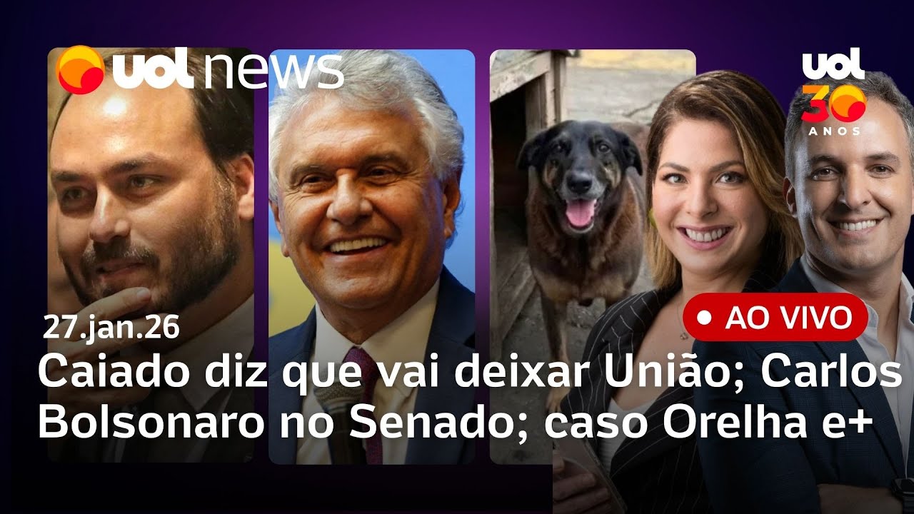 Caiado diz que vai deixar União; candidatura de Carlos ao Senado; caso Orelha: delegado fala ao vivo