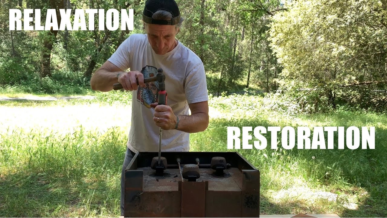 Relaxing Vintage Trailer Stove Restoration In Serene Forest