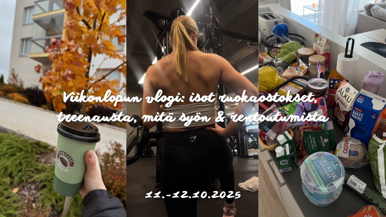 Viikonloppu vlogi: isot ruokaostokset, treeniä, mitä syön & akkujen latausta 💫