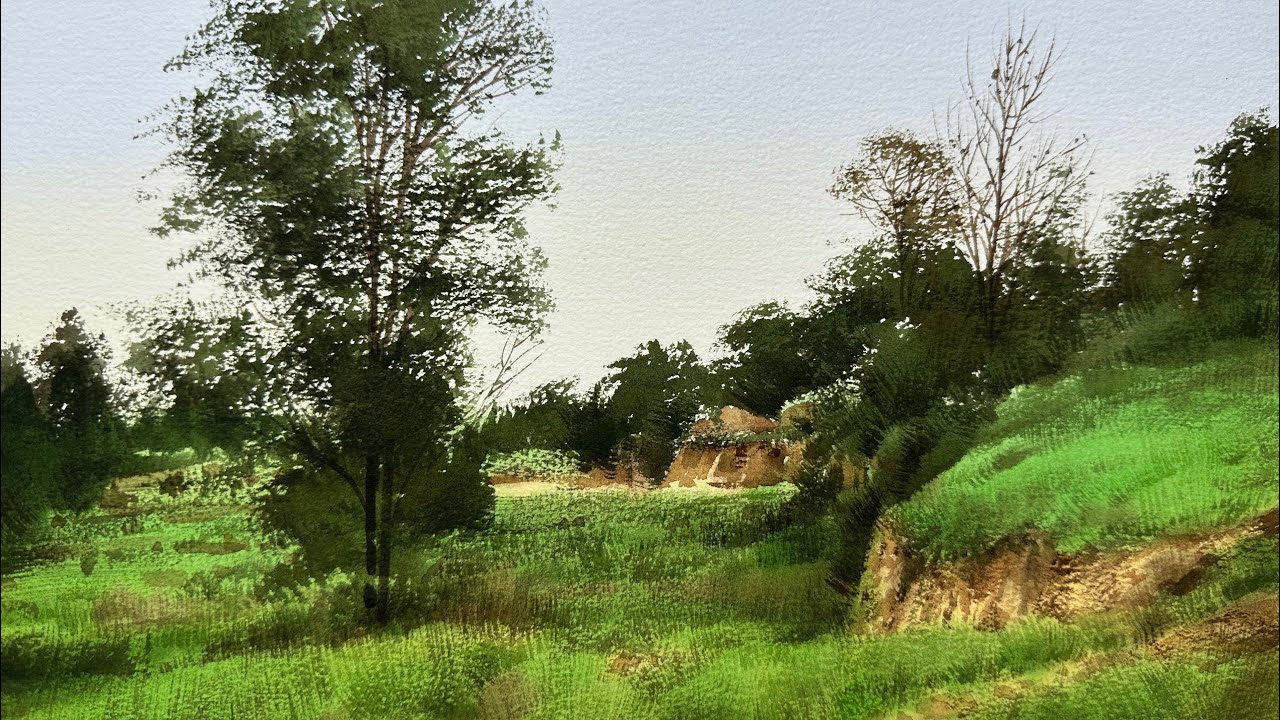 王巍水彩风景全过程Wang wei Watercolor Landscape Process