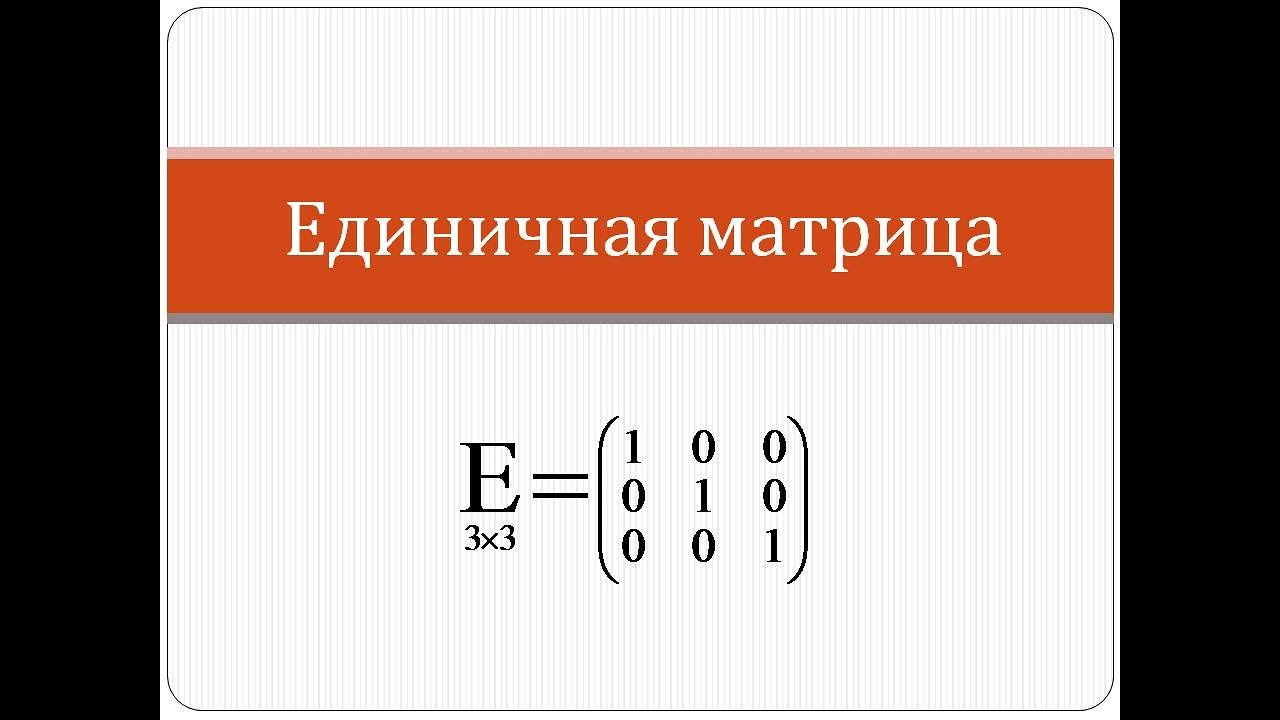 Что такое единичная матрица | Высшая Математика