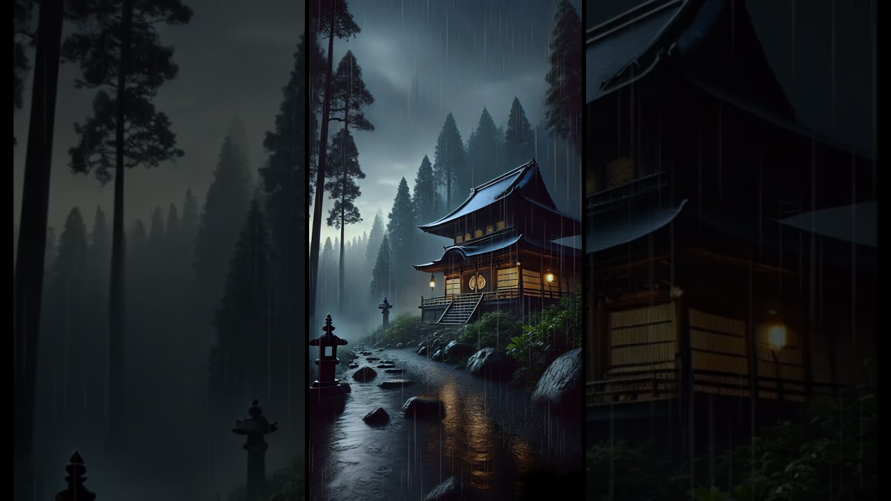 ⛈️☔️ Misty Mountain Zen Monastery: 😴 Relaxing Rain | ASMR 🌿🛕🌲 