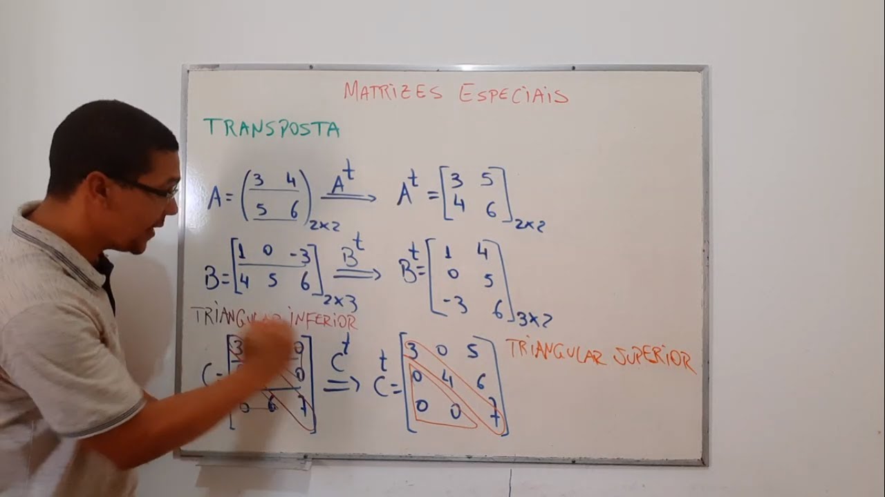 MATRIZES ESPECIAIS: TRANSPOSTA, TRIANGULAR INFERIOR E SUPERIOR.