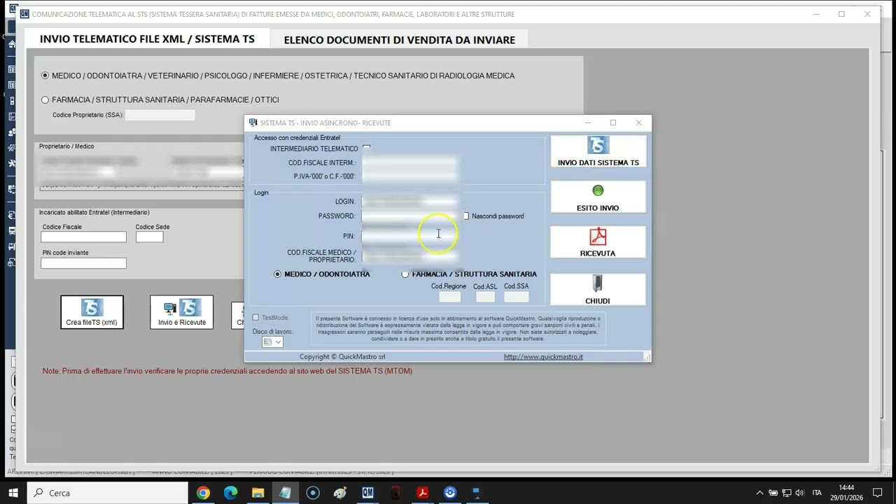 Sistema TS Medici in QuickMastro: Compilazione e Invio Dati Tessera Sanitaria | www.quickmastro.it