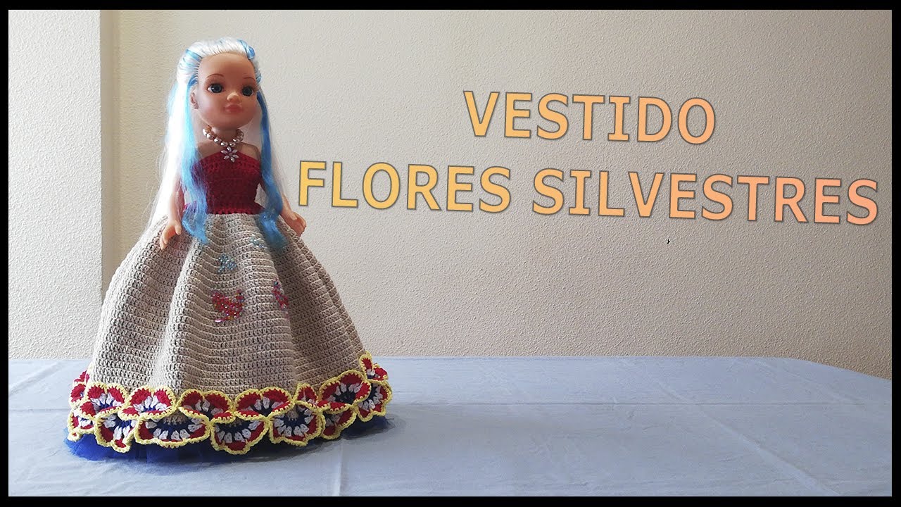 Vestido de Flores Silvestres a crochet para mu&ntilde;eca Nancy