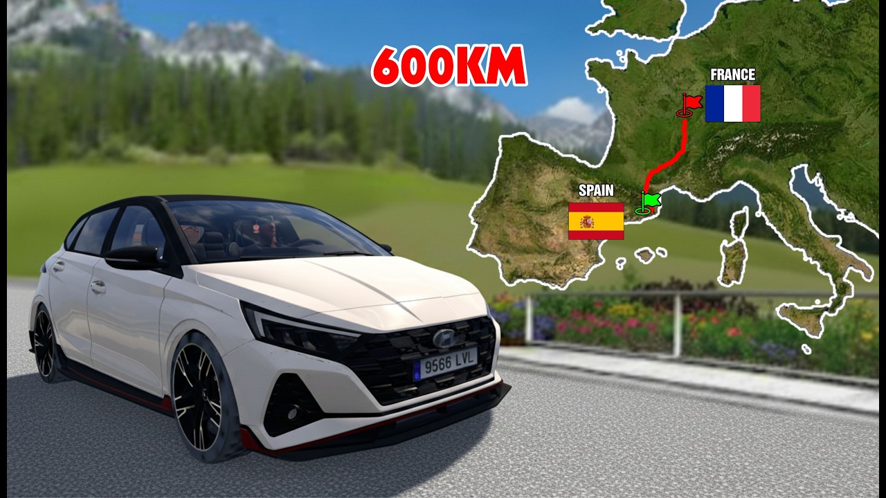 ETS2 Hyundai I20 2021 Trip from (Barcelona to Lyon) Spain to France Euro Truck Simulator 2