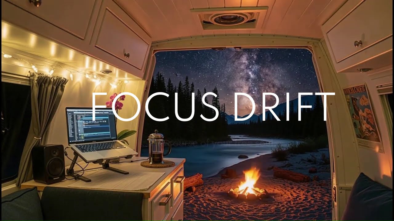 Cozy Van Life Lofi ✨1 Hour Study/Work Music | Campfire & Stars Ambience for Focus, Relaxed Night