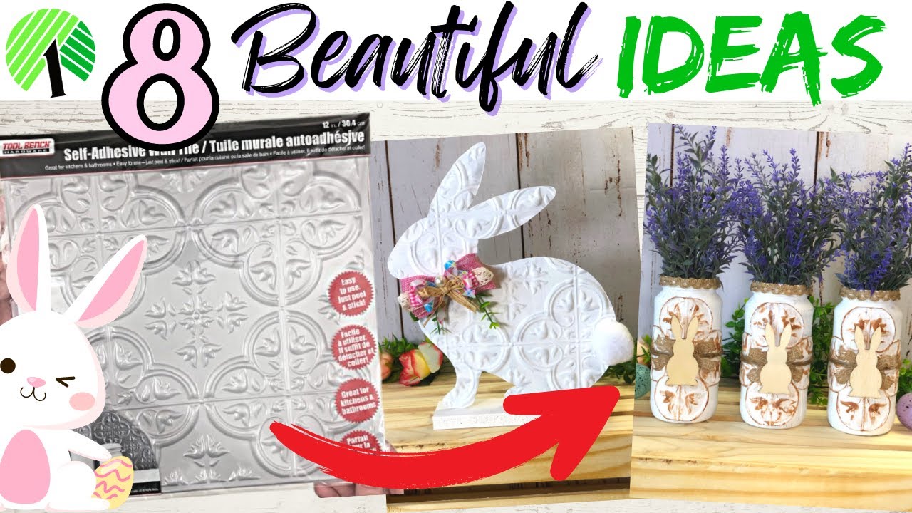 GO WOW using a Dollar Tree STICK ON TILE! | Dollar Tree Spring DIYS | Dollar Tree Wallpaper Crafts