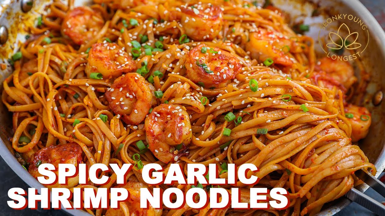 QUICK Spicy Garlic Shrimp Noodles Dinner at Home