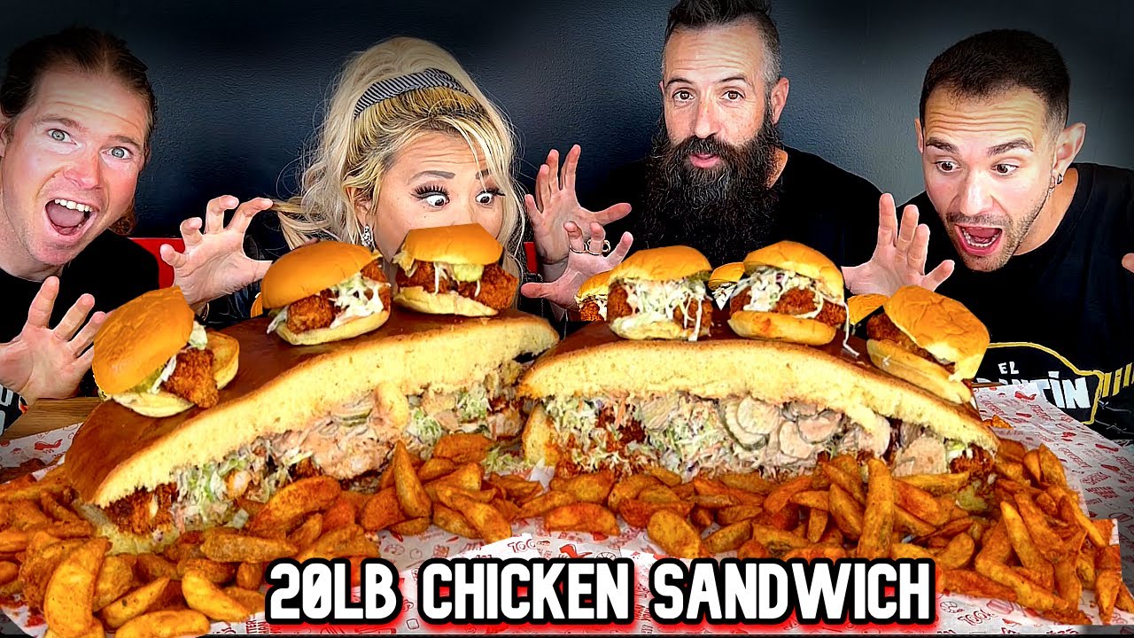 20+ ФУНТОВ ОГРОМНЫЙ СЭНДВИЧ С КУРИЦЕЙ при участии @JoeBurgerchallenge1 в Лос-Анджелесе, Калифорни...