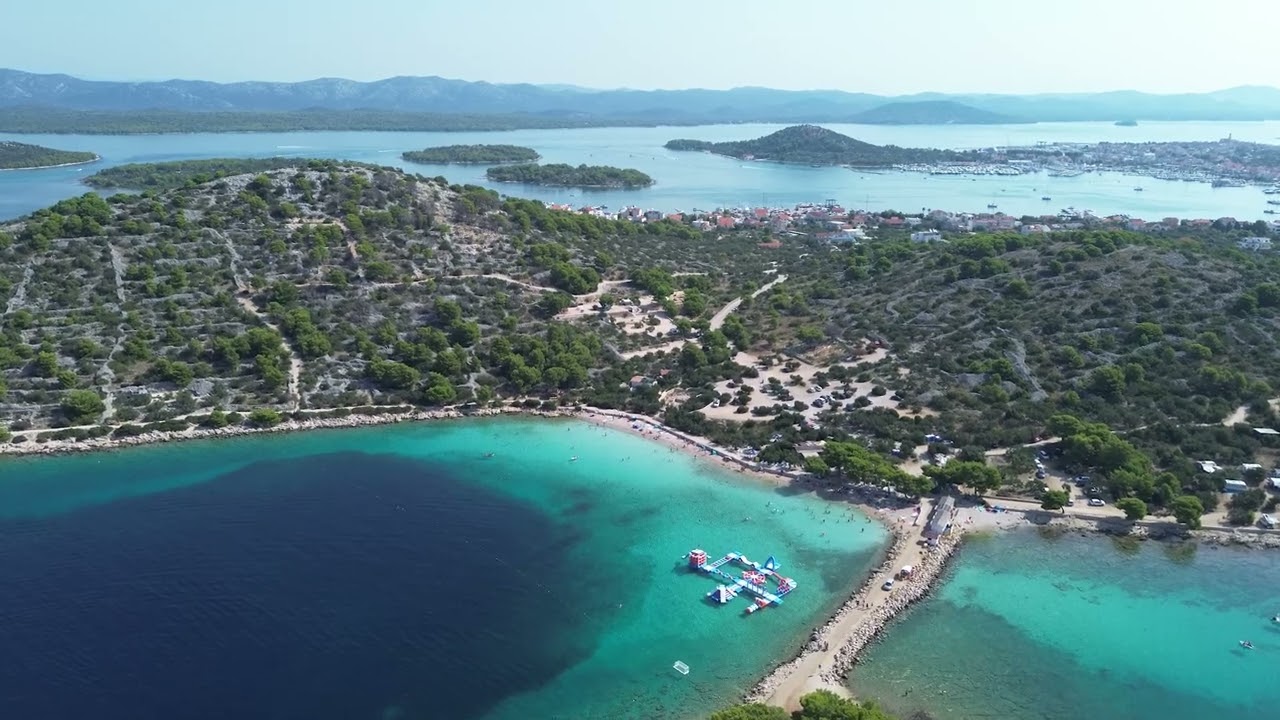 Jezera Murter Croatia Dalmatia | Beach Podvrške | Drone POV Murter Aerial view