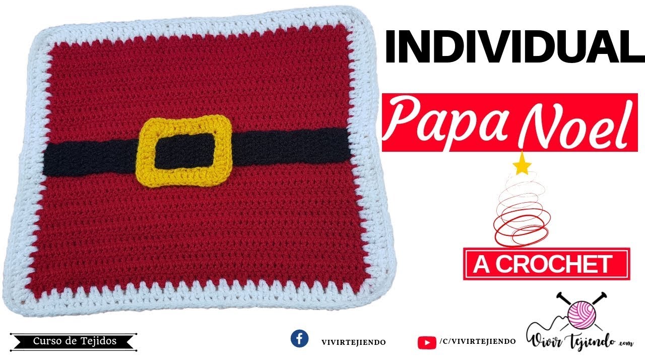 Tejiendo Individual Papa Noel a Crochet | Tejidos a Ganchillo de Navidad