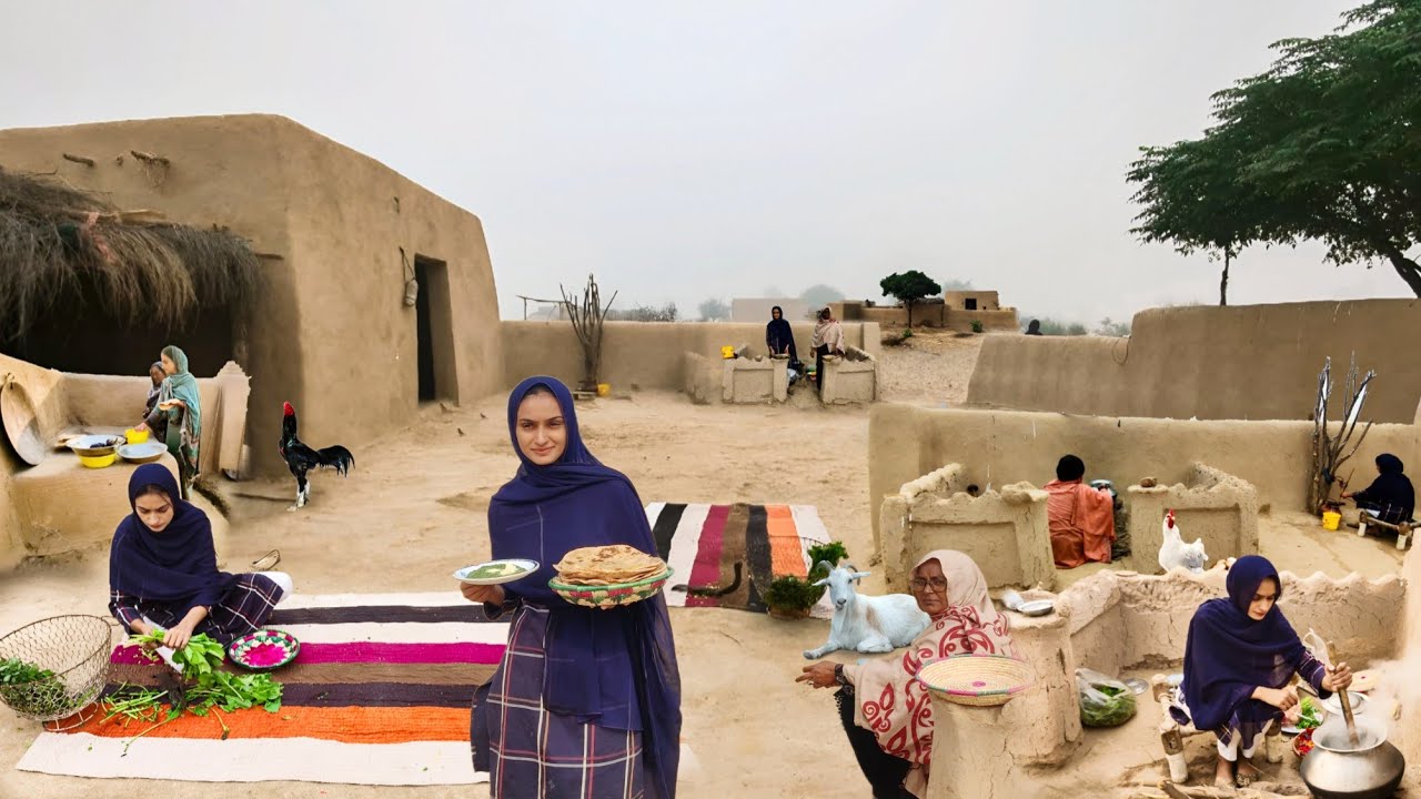 desert Village Life Pakistan | Village Women Morning Routine in Fog |old culture in Punjab #cooking