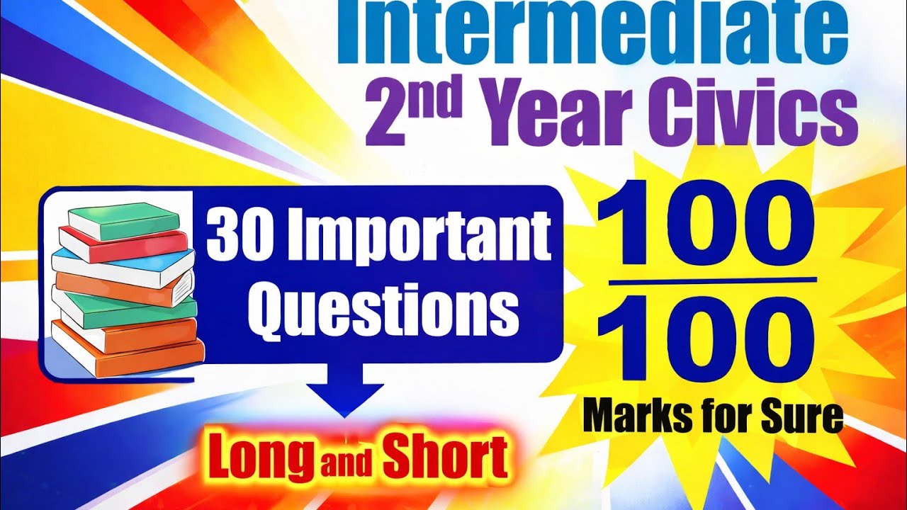Inter Inter Civics 2nd Year important questions LAQs and SAQs. Guess paper