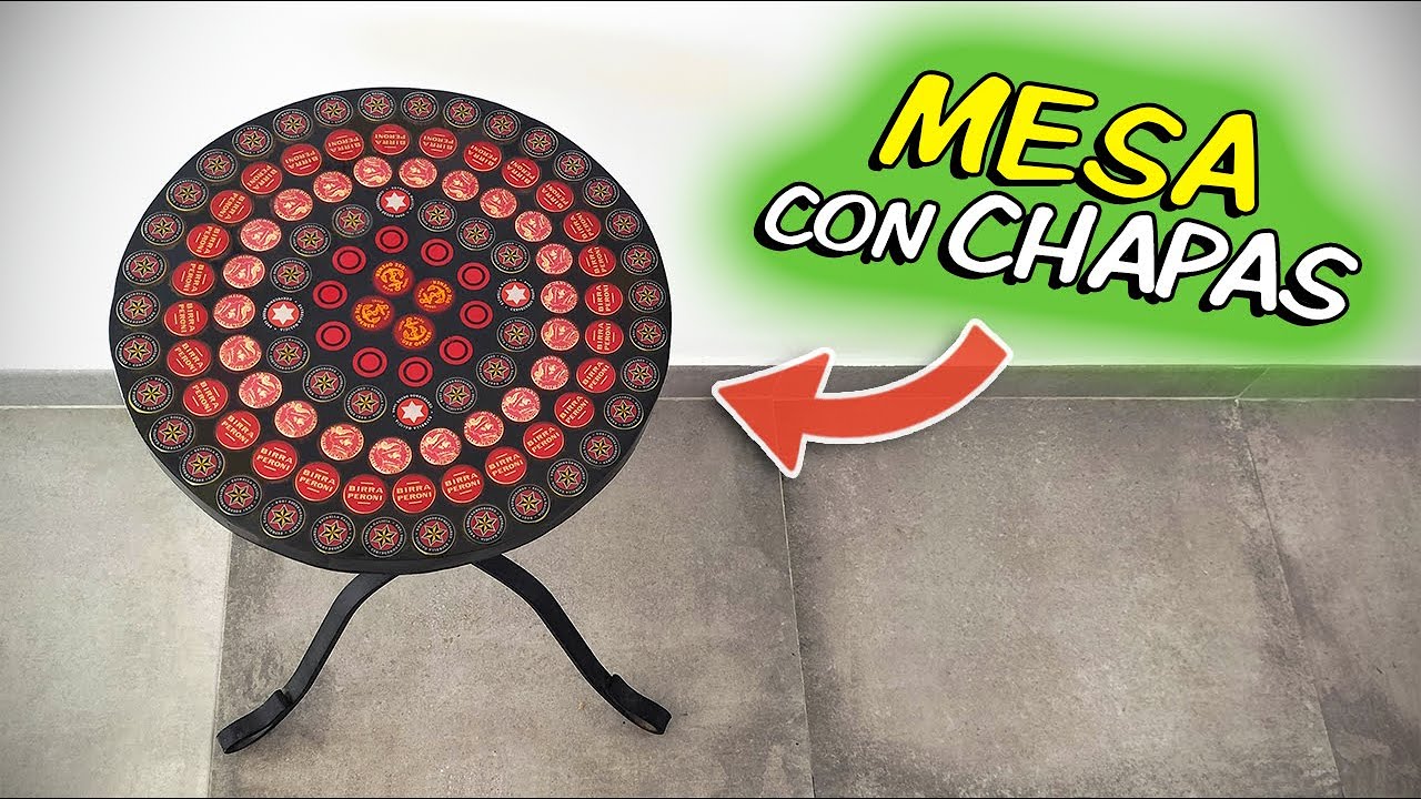 MESA con CHAPAS de BOTELLA y RESINA EPOXI