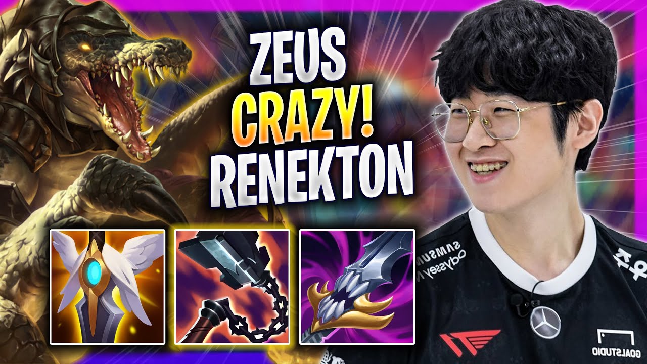 ZEUS CRAZY GAME WITH RENEKTON! - T1 Zeus Plays Renekton TOP vs Rumble! | Season 2023