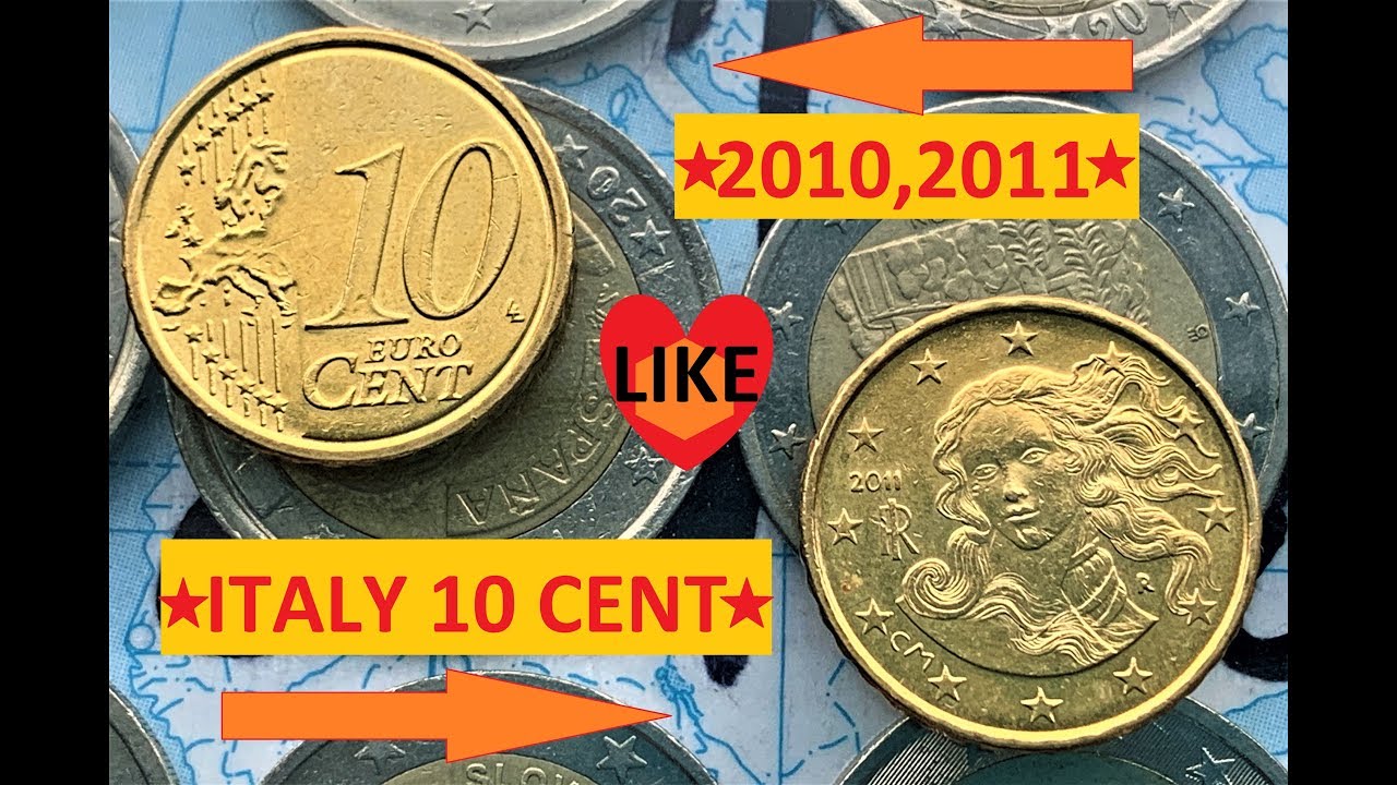 Italy 10 Cent 2010 2011 R $Defect coins RARE$/2 Euro 110.000.000