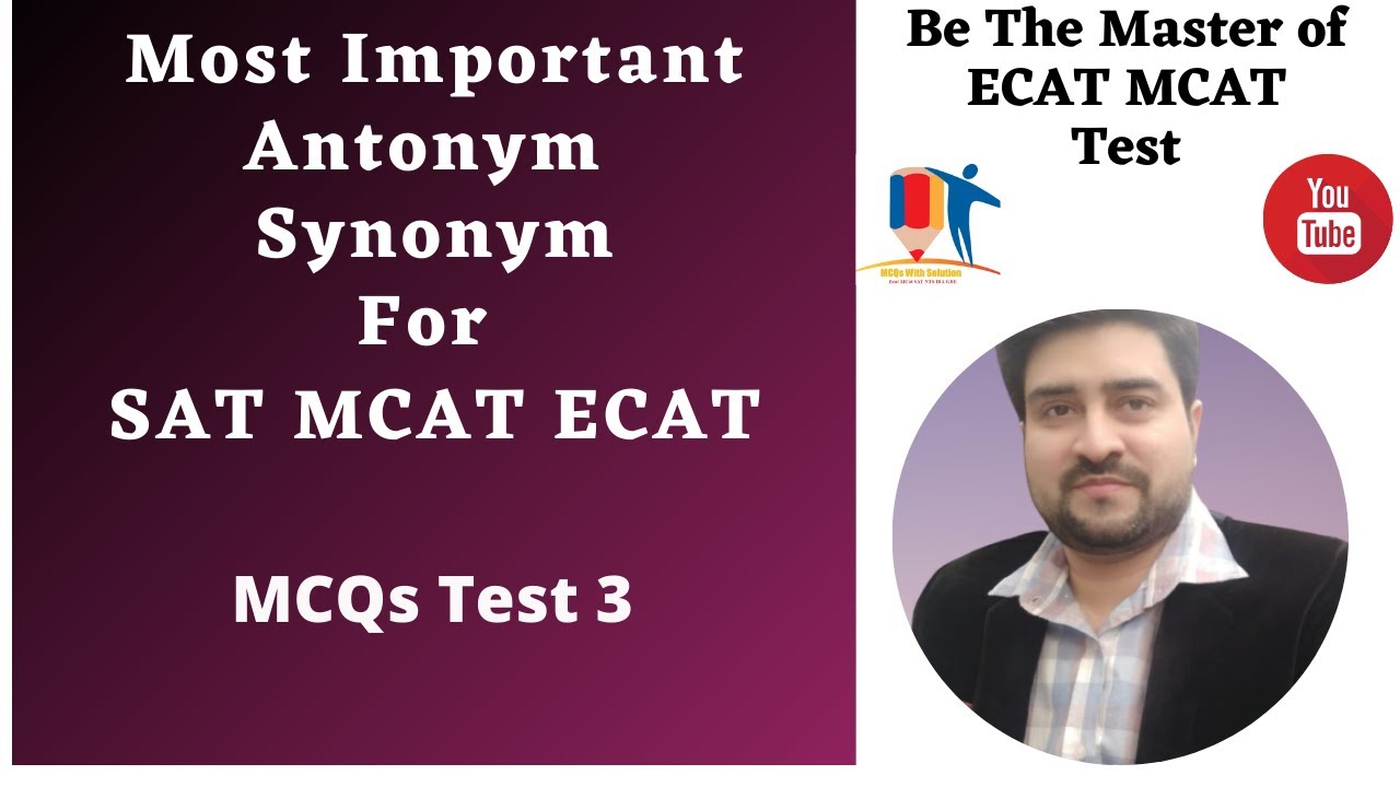 MCQ'S || Vocabulary Test 3 || English || MDCATE || ECAT|| PMC || Entry Test