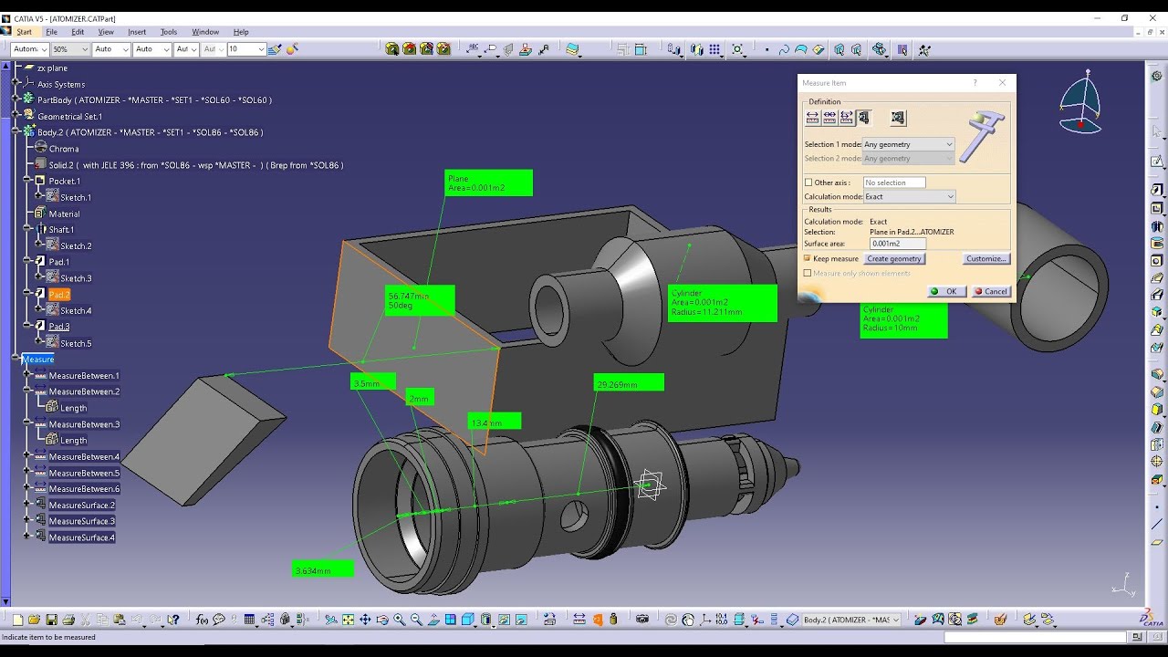 CATIA V5 — Как использовать инструменты измерения #catiav5